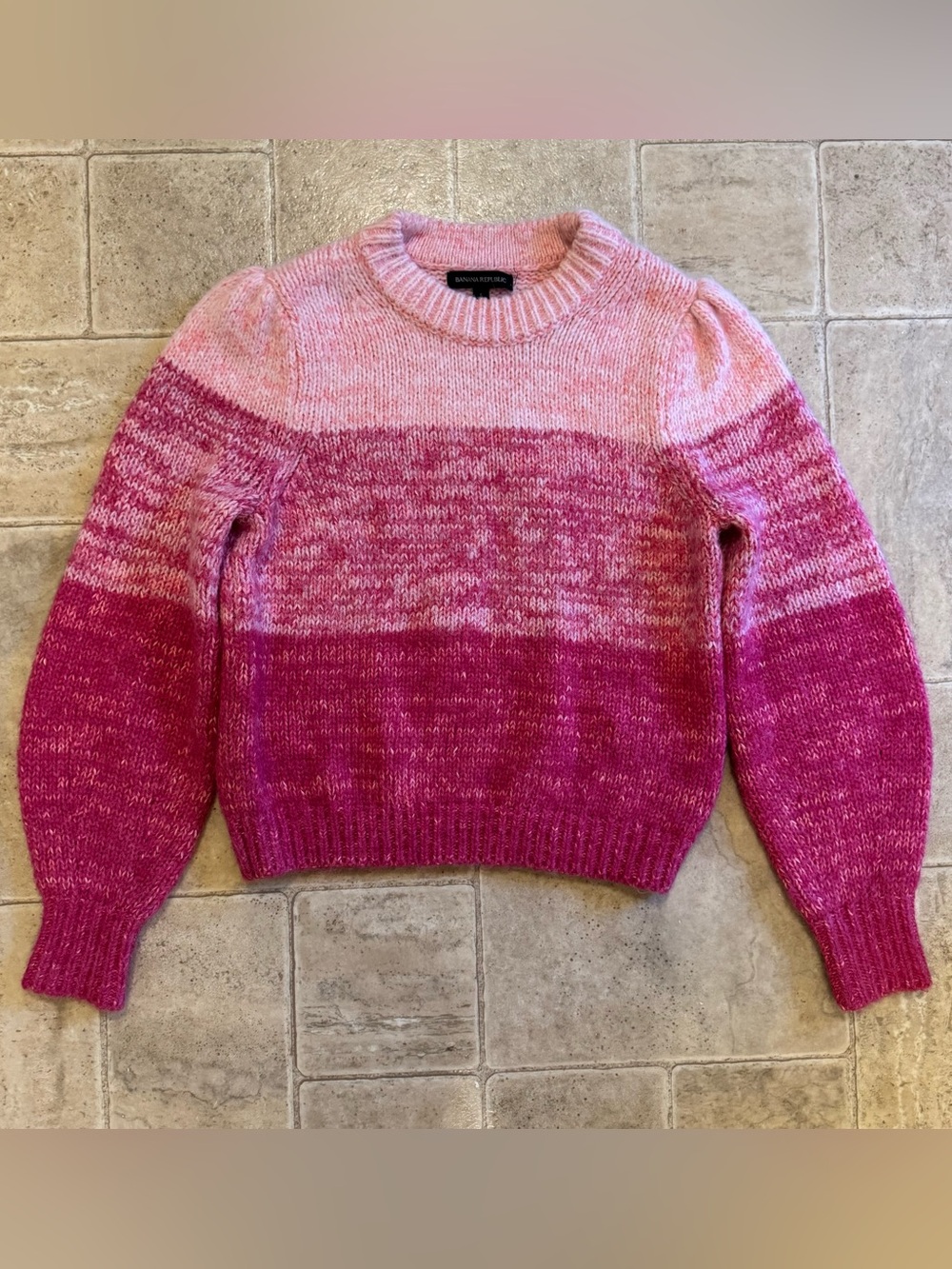 Banana Republic pink ombré color block sweater wool alpaca small
